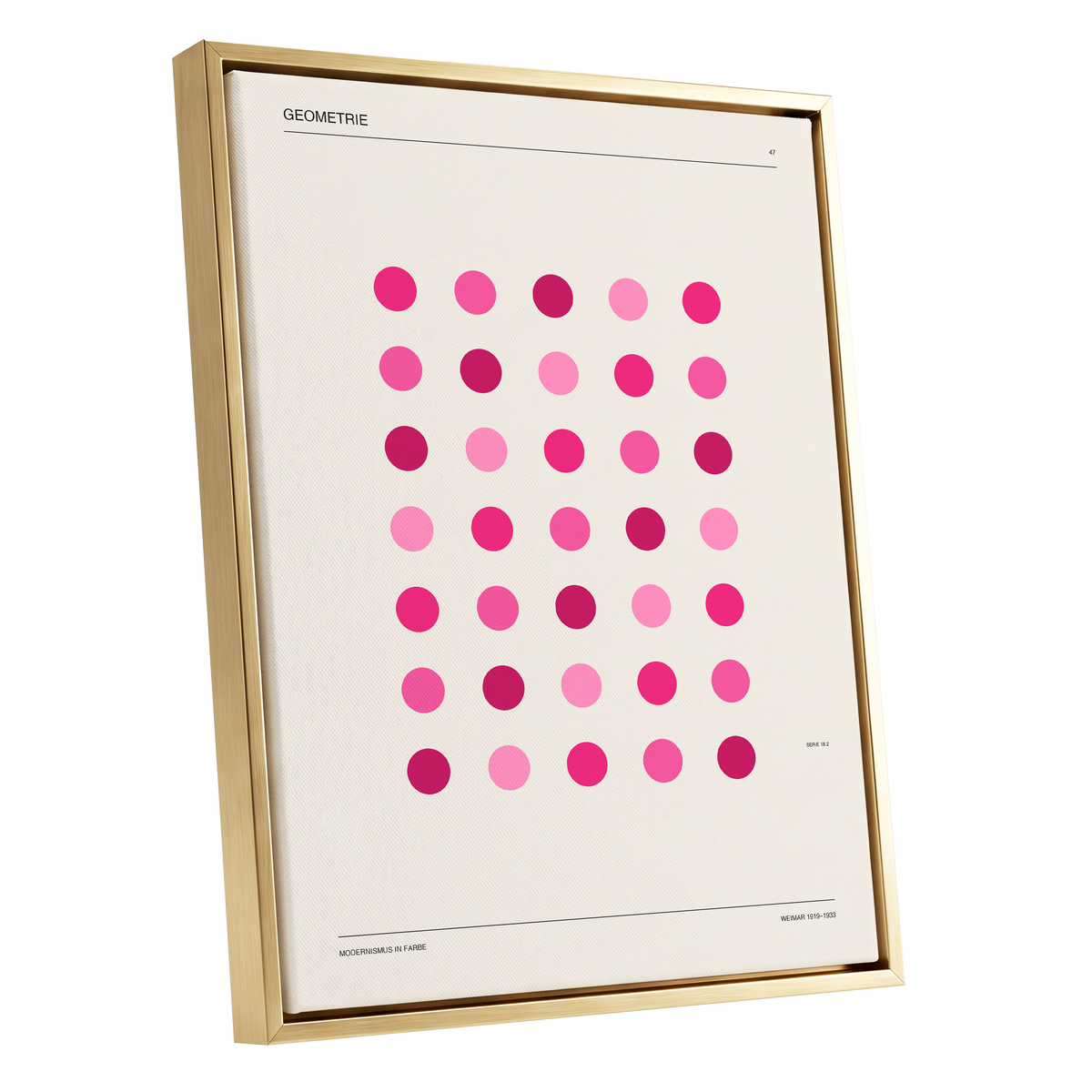 Rosa Rhythm, pink, beige, black minimalist wall art shown as a gold framed canvas wall art