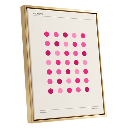 Rosa Rhythm, pink, beige, black minimalist wall art shown as a gold framed canvas wall art