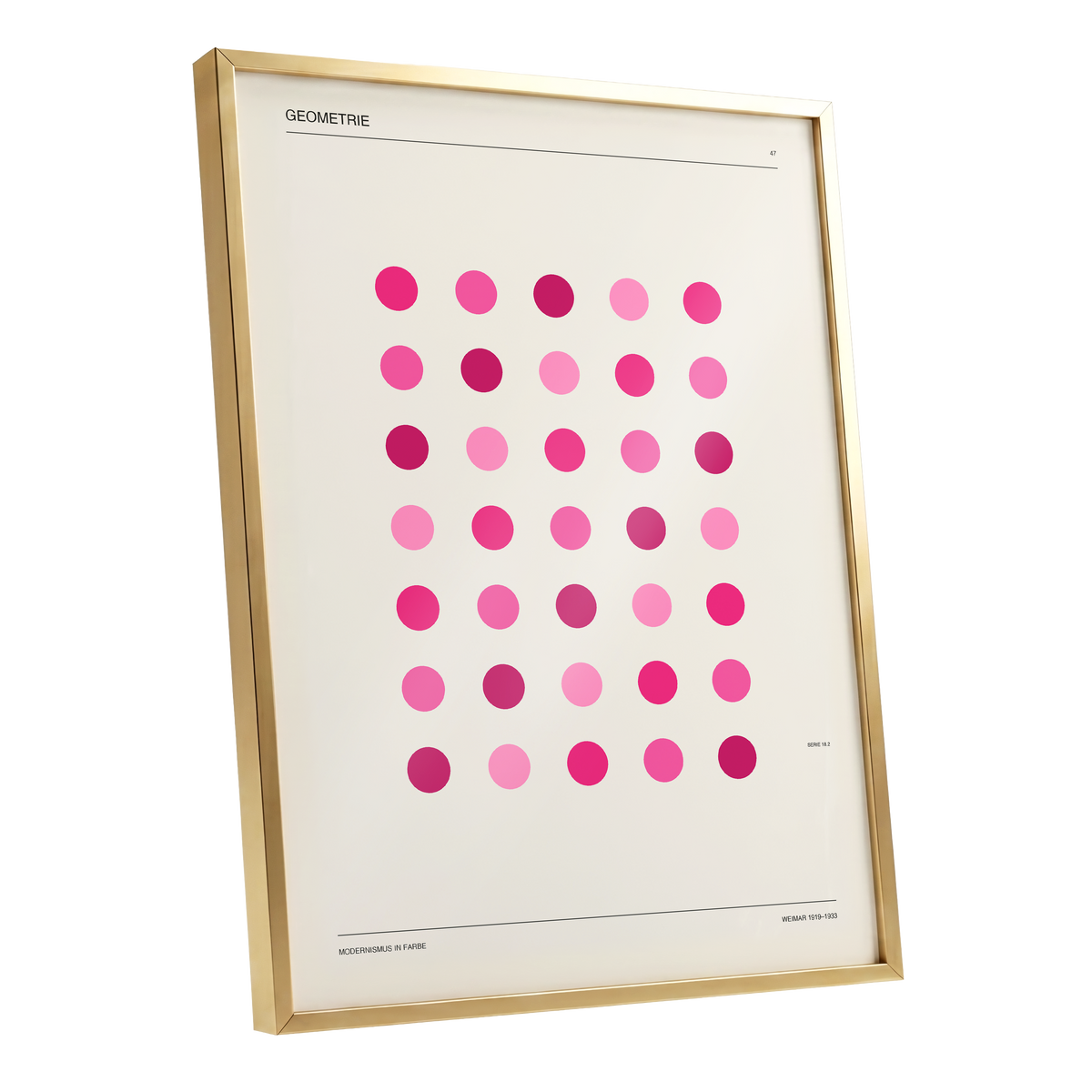 Rosa Rhythm, pink, beige, black minimalist wall art shown as a gold framed poster wall art print