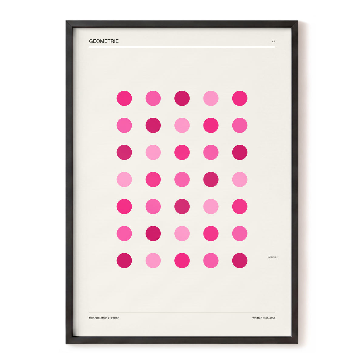 Rosa Rhythm, pink, beige, black minimalist wall art, front artwork view