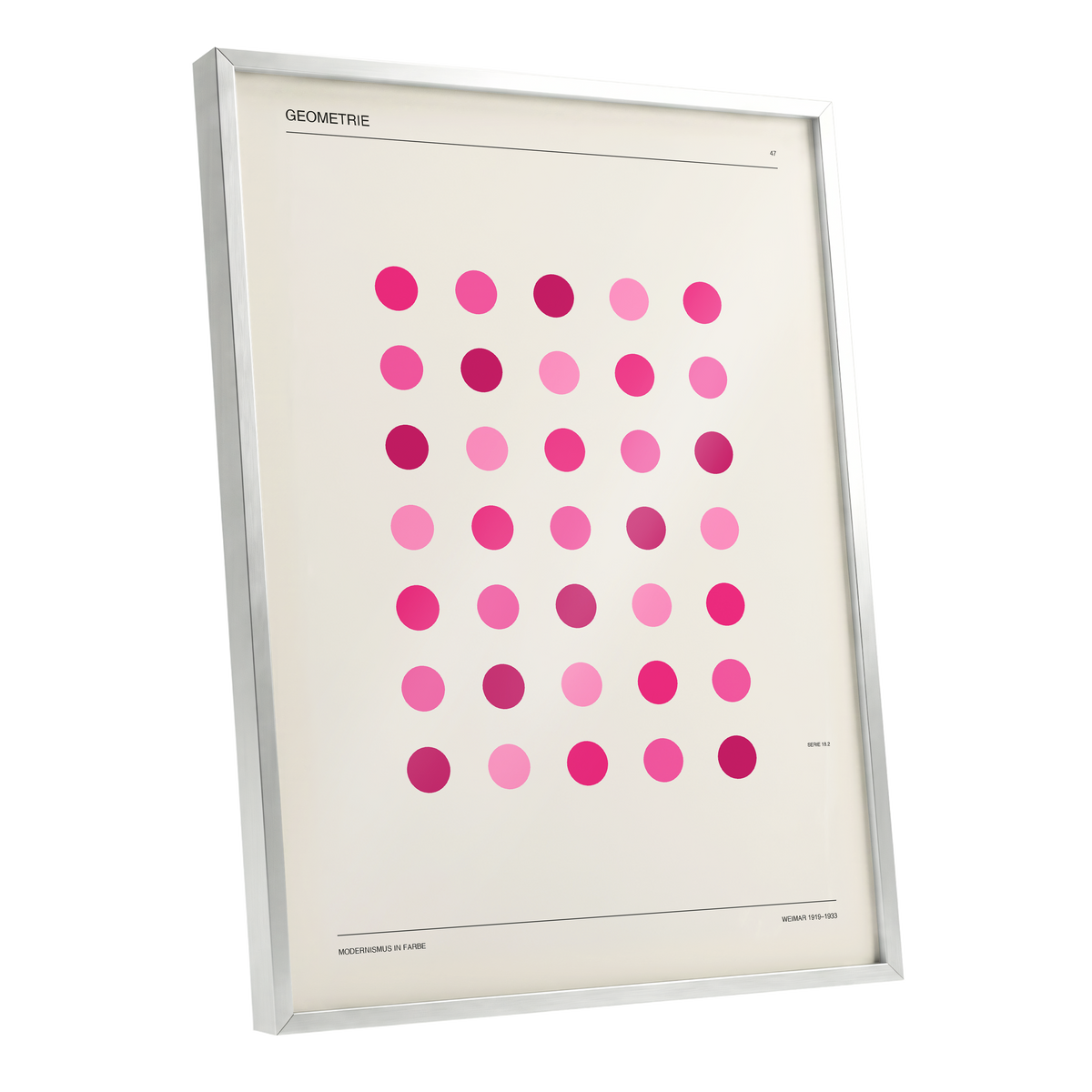 Rosa Rhythm, pink, beige, black minimalist wall art shown as a silver framed poster wall art print