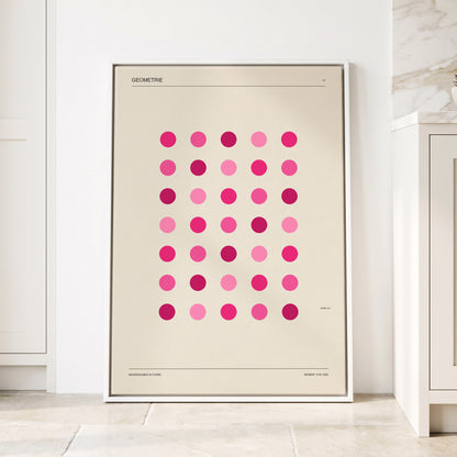 Rosa Rhythm, pink, beige, black minimalist wall art displayed in a styled interior, gallery view 1