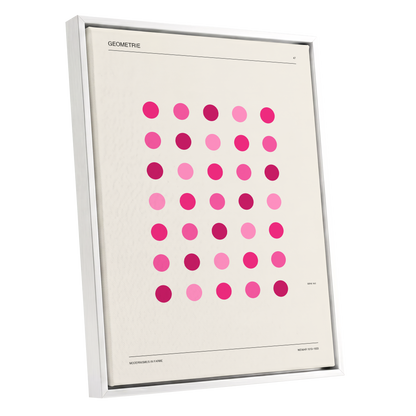 Rosa Rhythm, pink, beige, black minimalist wall art shown as a white framed canvas wall art