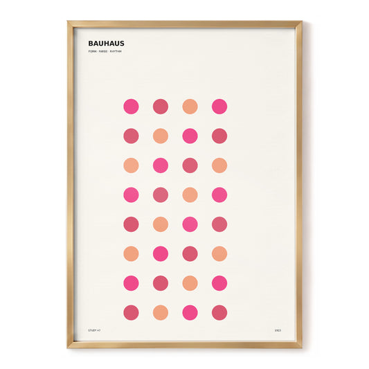 Rose Dot Cadence, beige, pink, orange minimalist wall art, front artwork view
