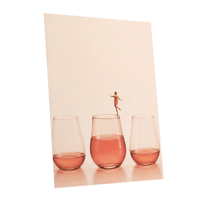 Rosé on the Rim, beige, pink, orange minimalist wall art shown as a unframed poster wall art print