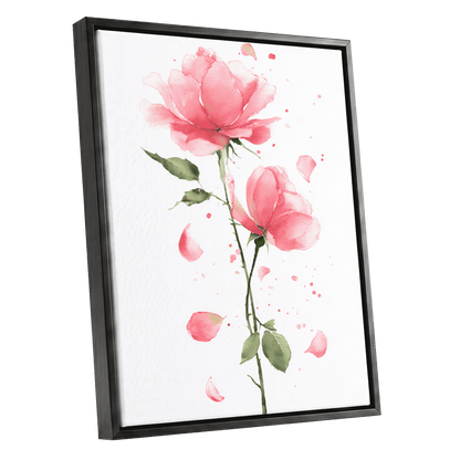 Rose Petal Reverie – black framed canvas option