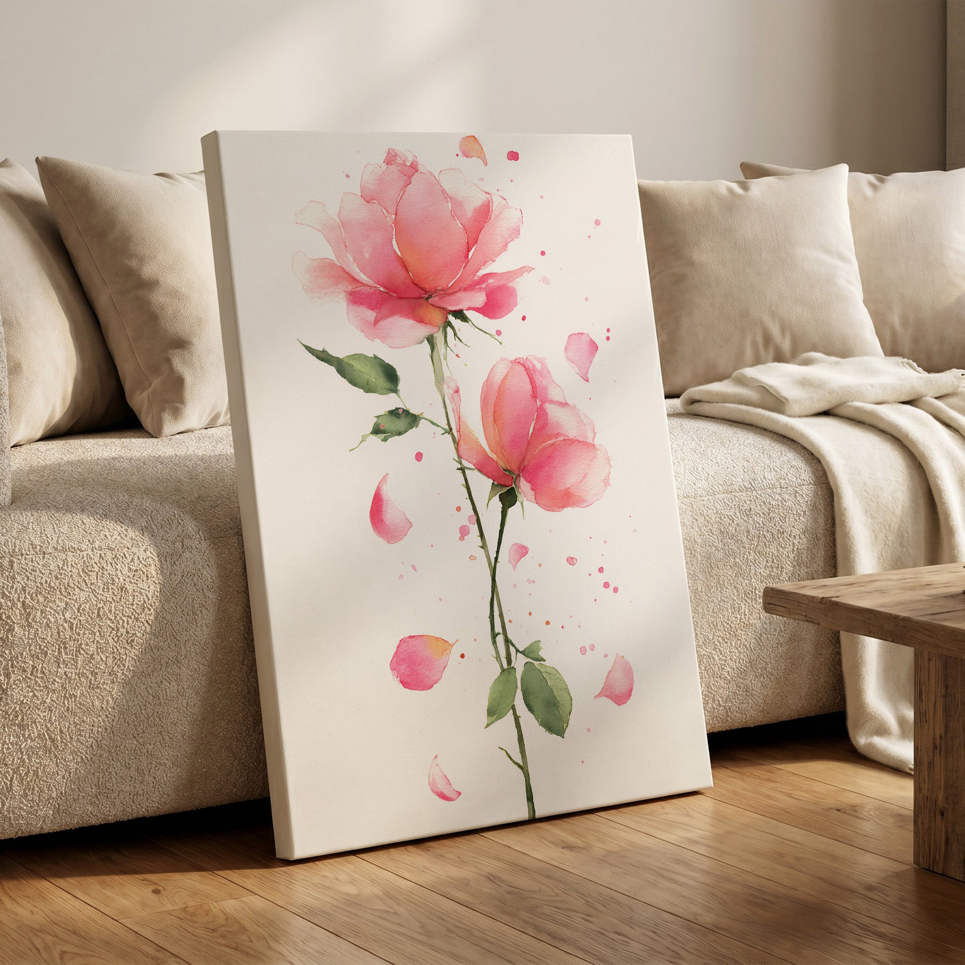 Rose Petal Reverie – canvas wall art in a styled interior, gallery view 1
