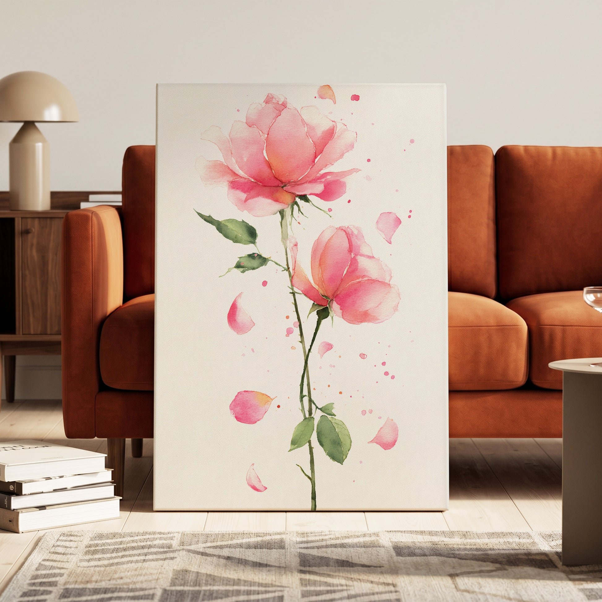 Rose Petal Reverie – canvas wall art in a styled interior, gallery view 2