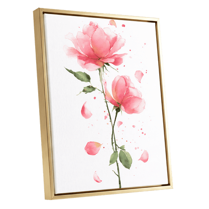 Rose Petal Reverie – gold framed canvas option