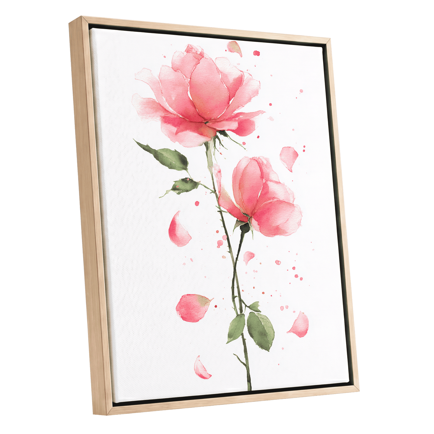 Rose Petal Reverie – oak framed canvas option
