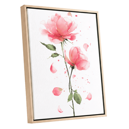 Rose Petal Reverie – oak framed canvas option