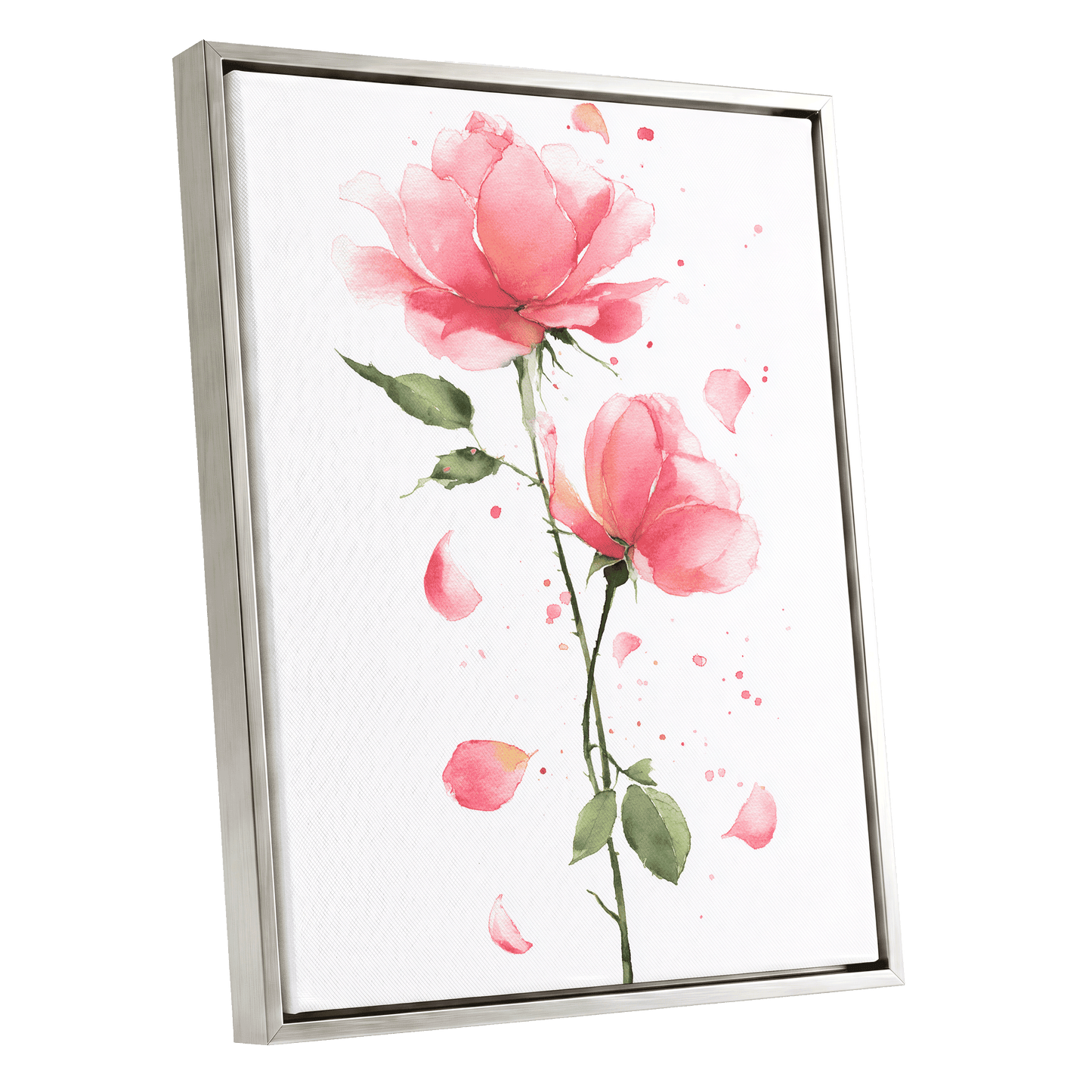 Rose Petal Reverie – silver framed canvas option