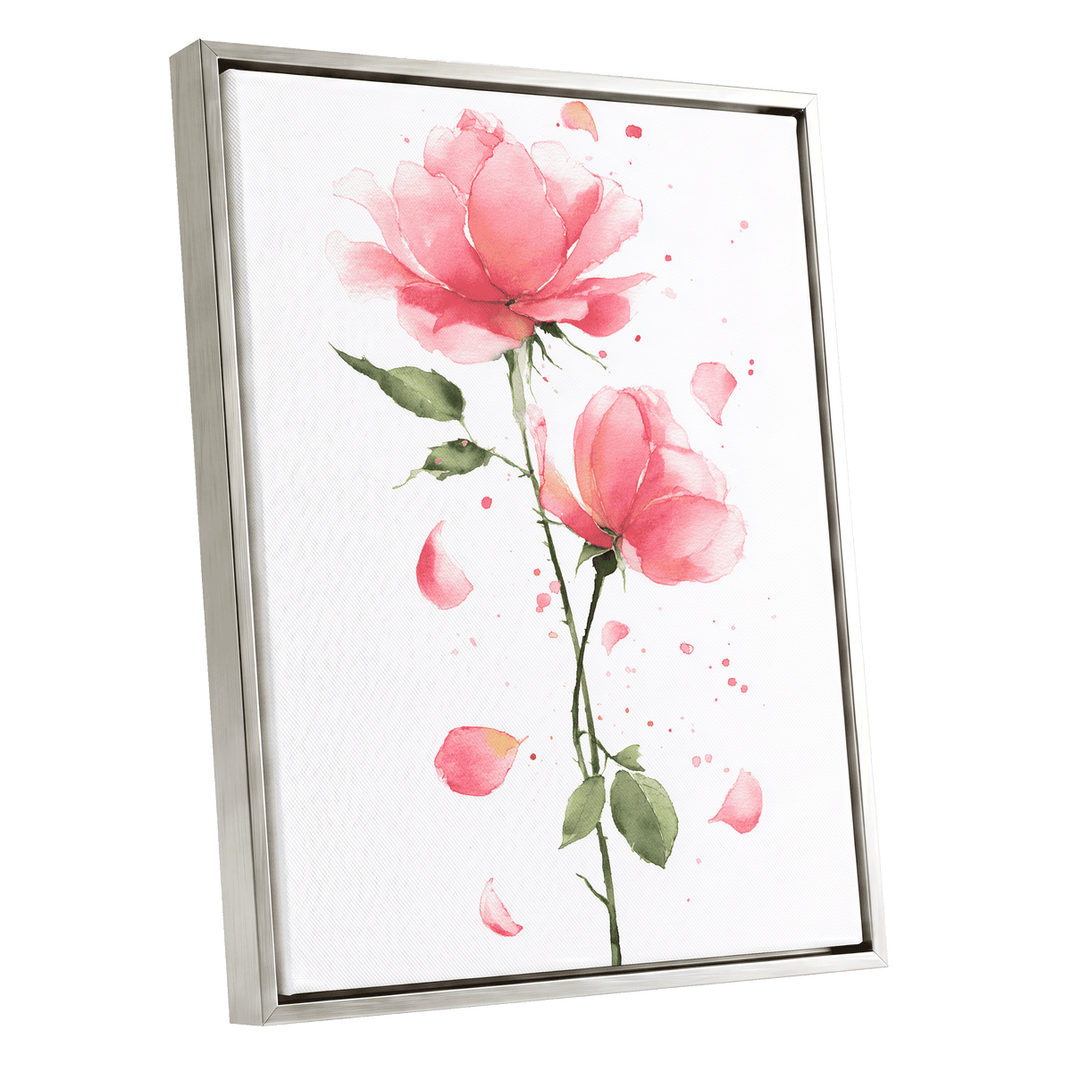 Rose Petal Reverie – silver framed canvas option