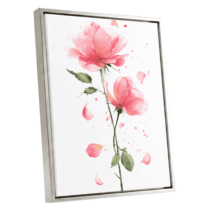 Rose Petal Reverie – silver framed canvas option
