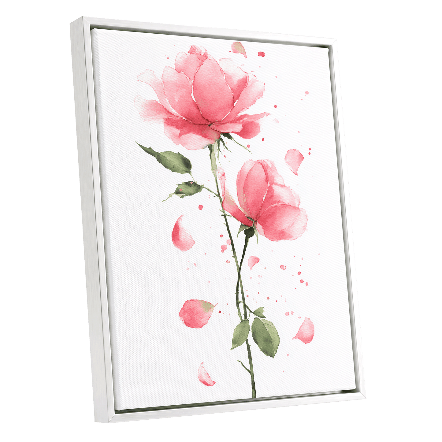 Rose Petal Reverie – white framed canvas option