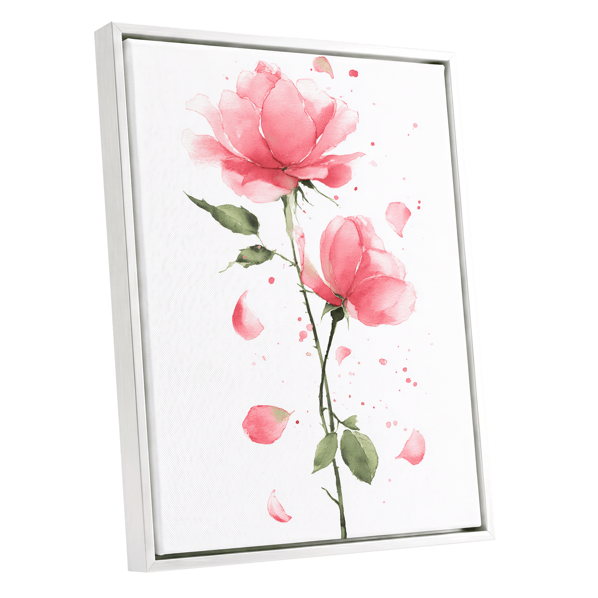 Rose Petal Reverie – white framed canvas option