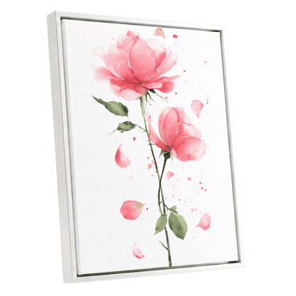 Rose Petal Reverie – white framed canvas option