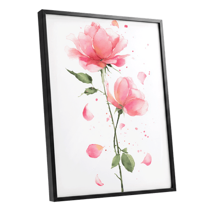 Rose Petal Reverie – black framed poster option
