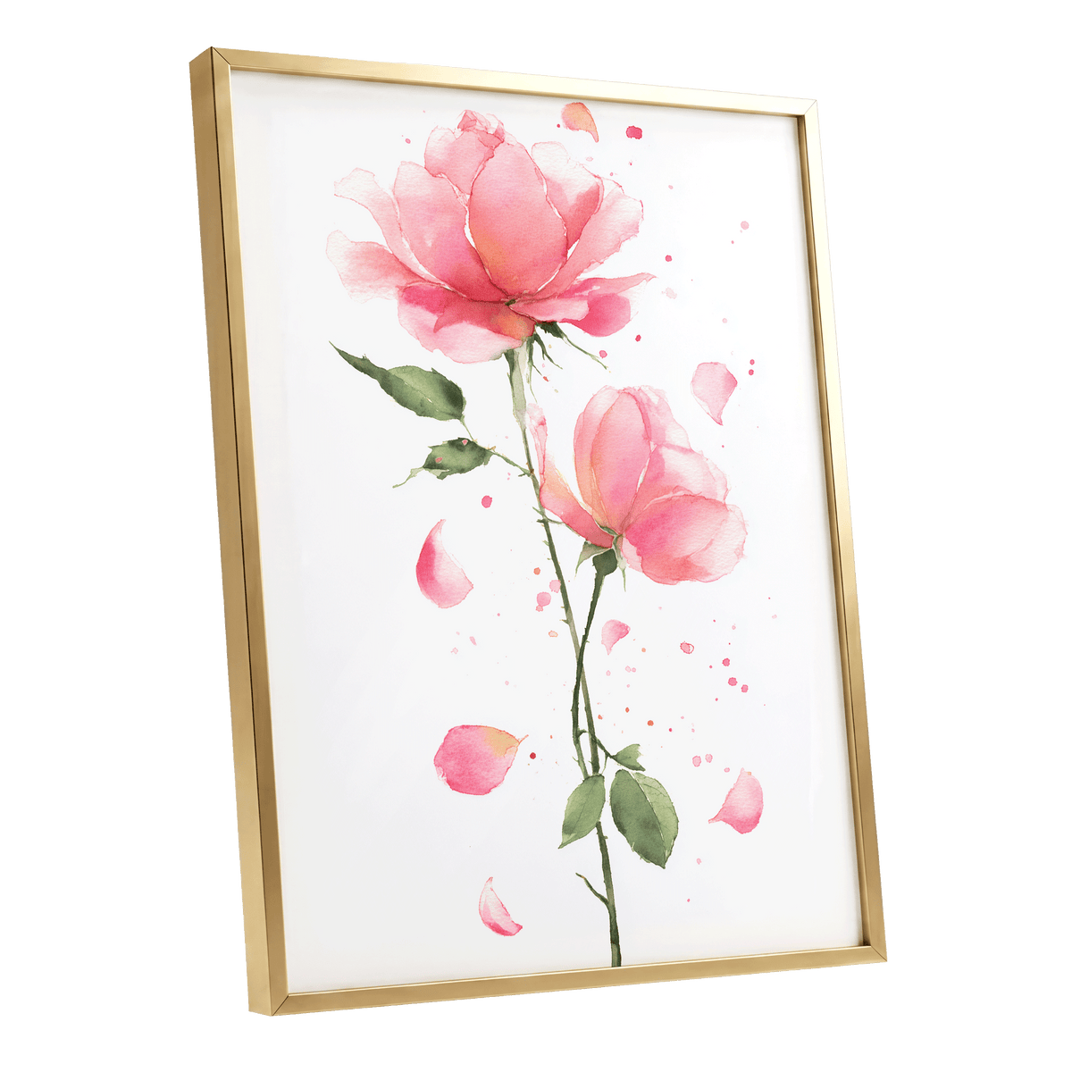 Rose Petal Reverie – gold framed poster option