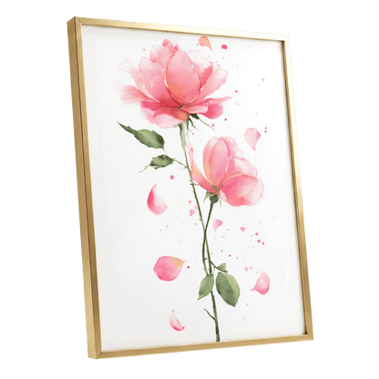 Rose Petal Reverie – gold framed poster option