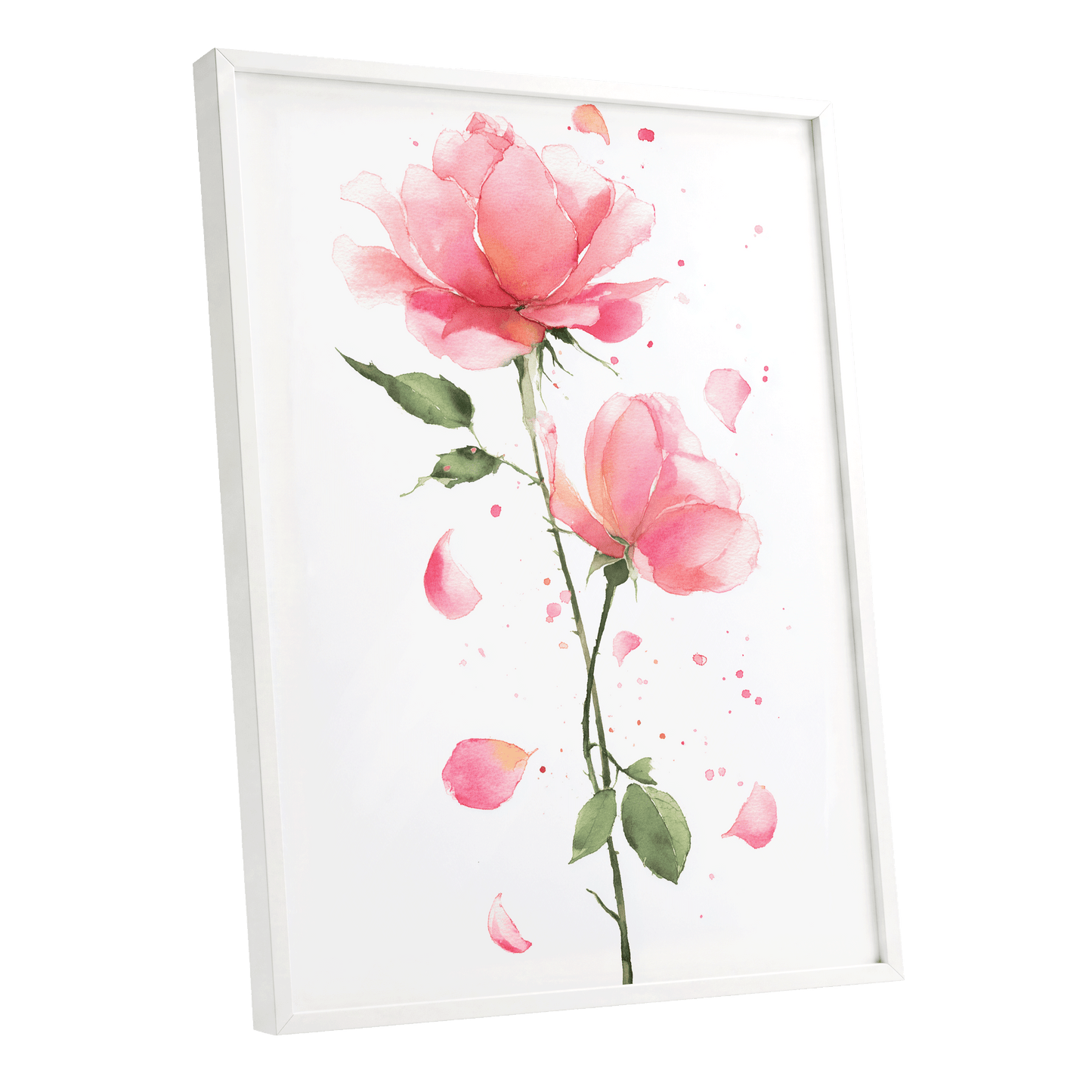 Rose Petal Reverie – white framed poster option