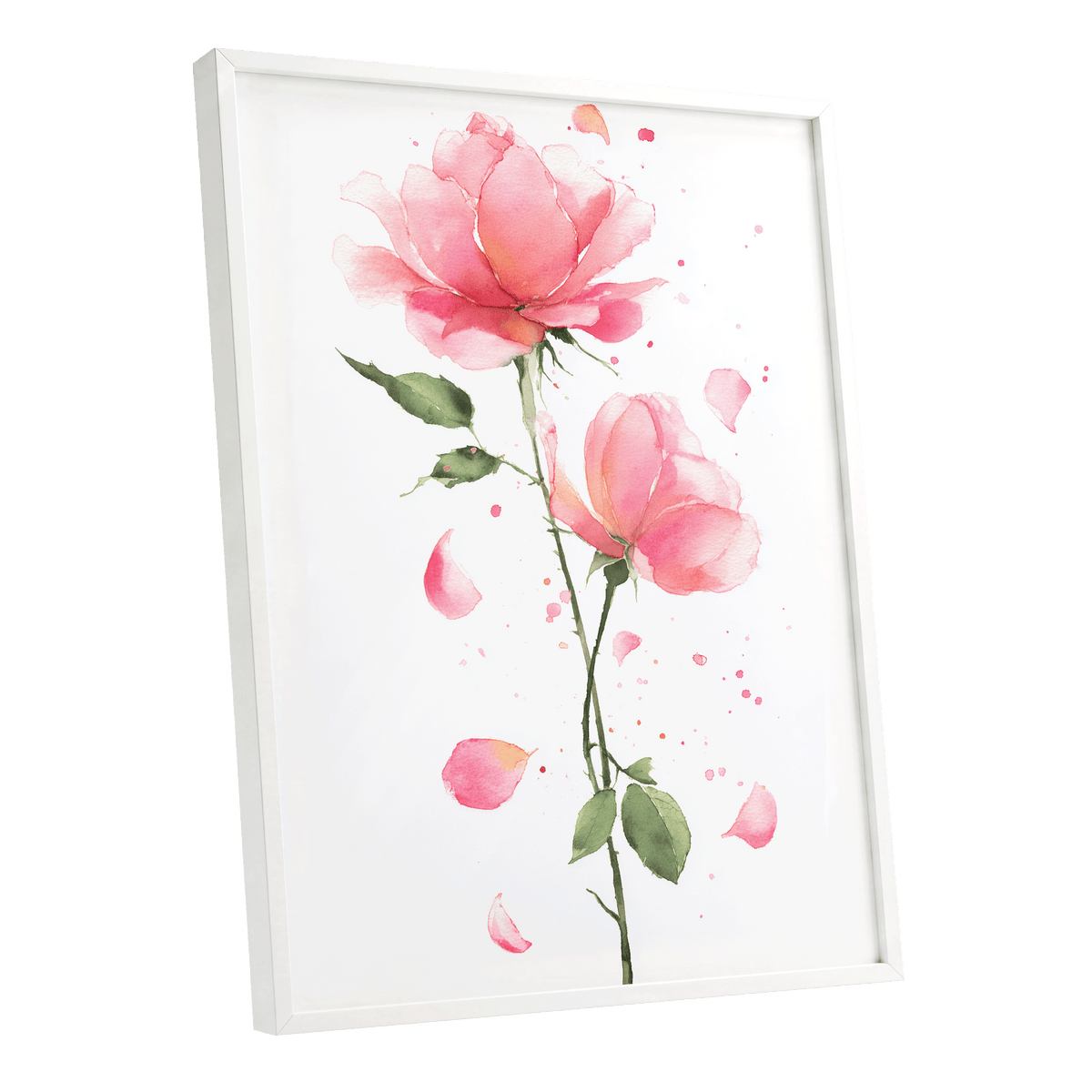 Rose Petal Reverie – white framed poster option