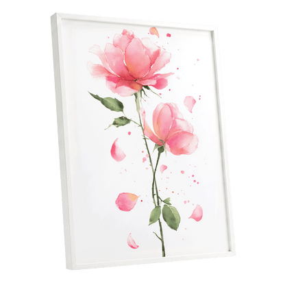Rose Petal Reverie – white framed poster option