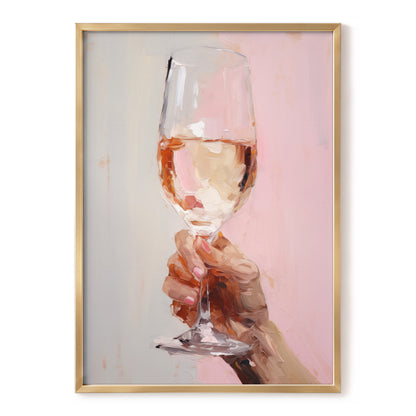 Rosé Reverie, pink, beige, brown abstract wall art, front artwork view