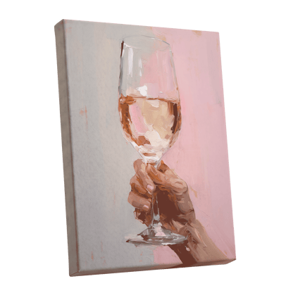 Rosé Reverie, pink, beige, brown abstract wall art shown as a stretched canvas wall art