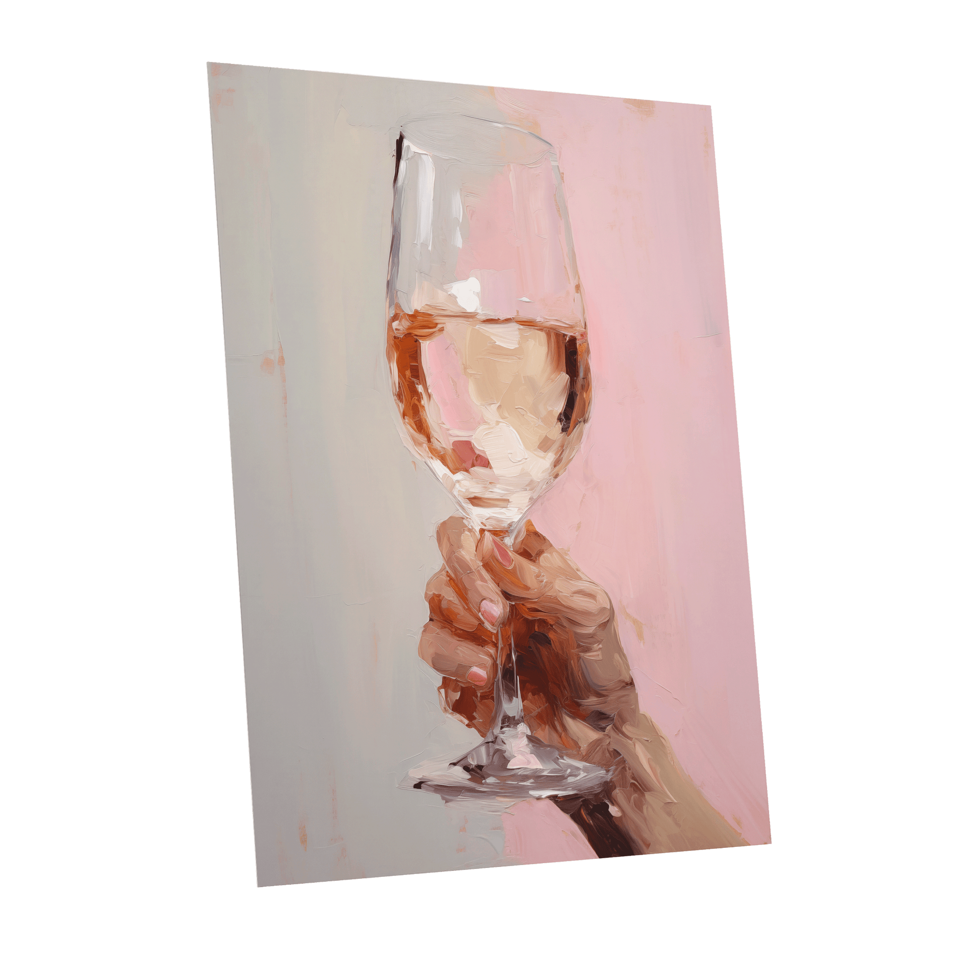 Rosé Reverie, pink, beige, brown abstract wall art shown as a unframed poster wall art print