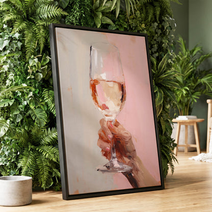 Rosé Reverie, pink, beige, brown abstract wall art displayed in a styled interior, gallery view 1