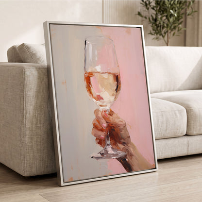 Rosé Reverie, pink, beige, brown abstract wall art displayed in a styled interior, gallery view 2