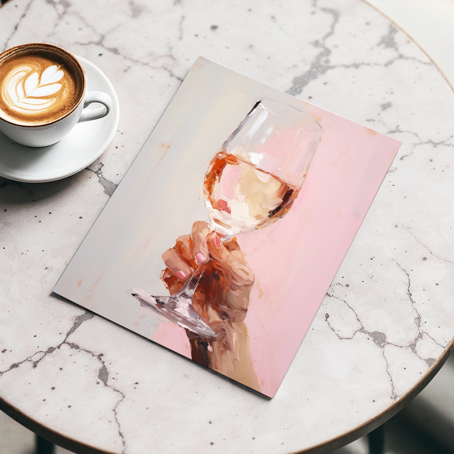 Rosé Reverie, pink, beige, brown abstract wall art displayed in a styled interior, gallery view 3