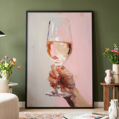 Rosé Reverie, pink, beige, brown abstract wall art displayed in a styled interior, gallery view 4