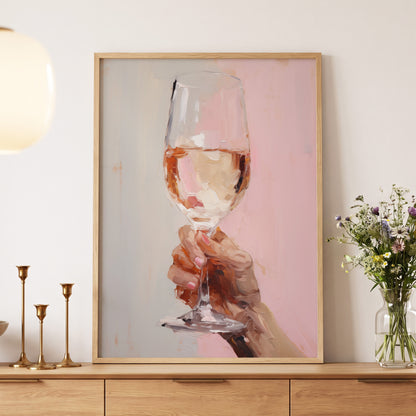 Rosé Reverie, pink, beige, brown abstract wall art displayed in a styled interior, gallery view 5