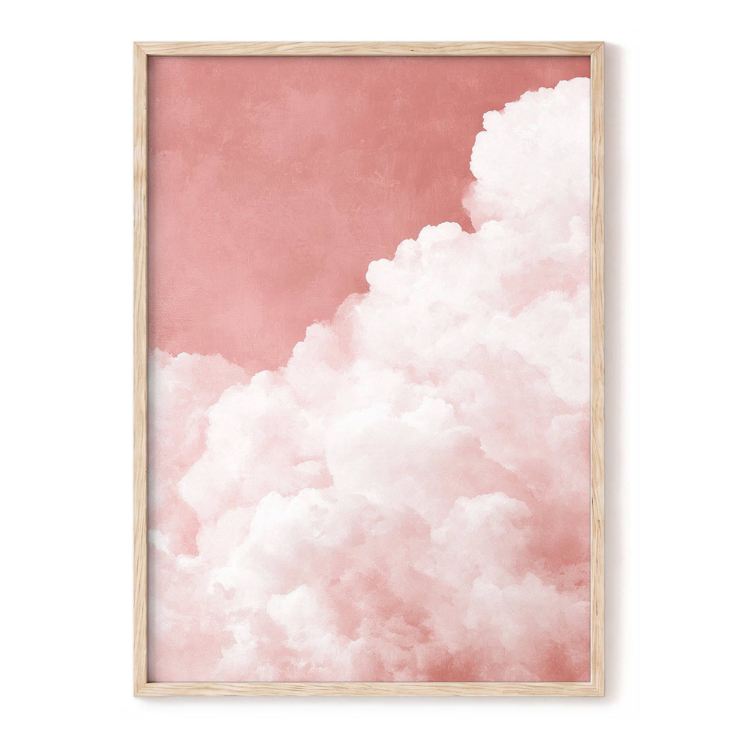 Rosewater Cloud Ascent, pink, white, beige nature wall art, front artwork view