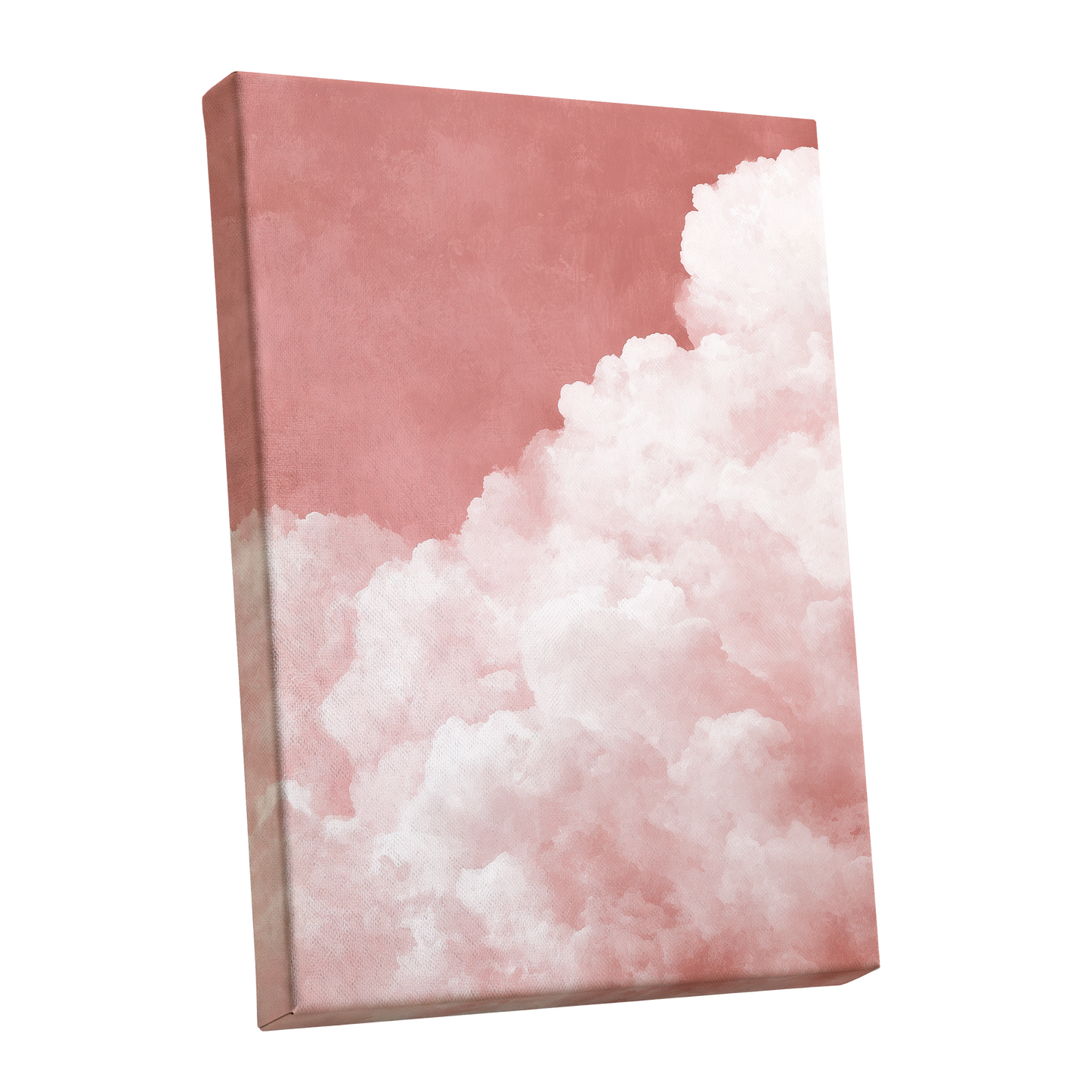 Rosewater Cloud Ascent, pink, white, beige nature wall art shown as a stretched canvas wall art