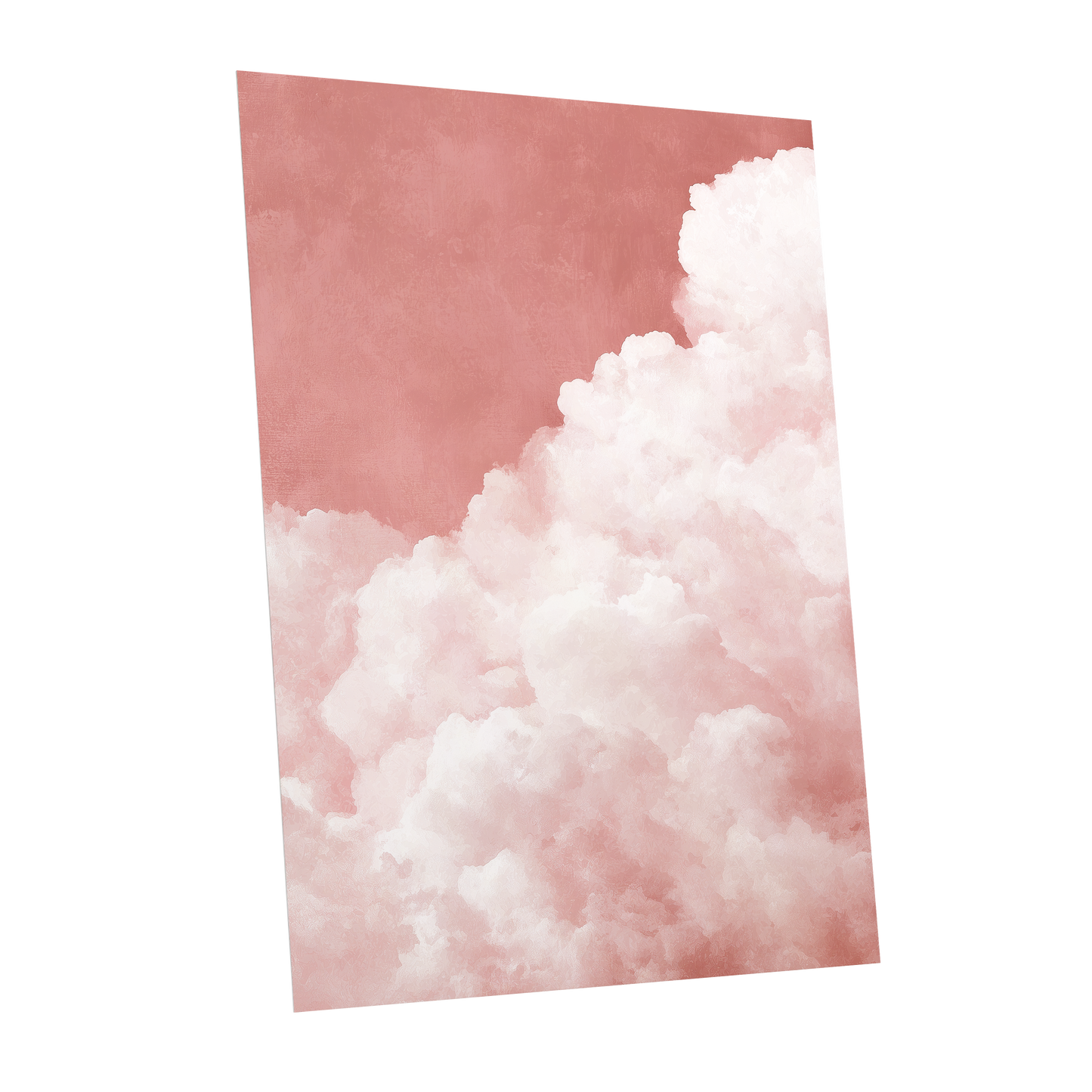 Rosewater Cloud Ascent, pink, white, beige nature wall art shown as a unframed poster wall art print
