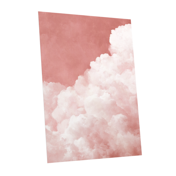 Rosewater Cloud Ascent, pink, white, beige nature wall art shown as a unframed poster wall art print