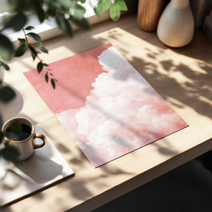 Rosewater Cloud Ascent, pink, white, beige nature wall art displayed in a styled interior, gallery view 5