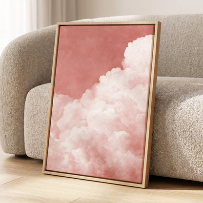 Rosewater Cloud Ascent, pink, white, beige nature wall art displayed in a styled interior, gallery view 8