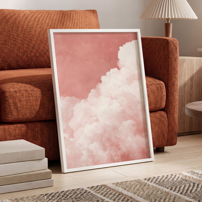 Rosewater Cloud Ascent, pink, white, beige nature wall art displayed in a styled interior, gallery view 9