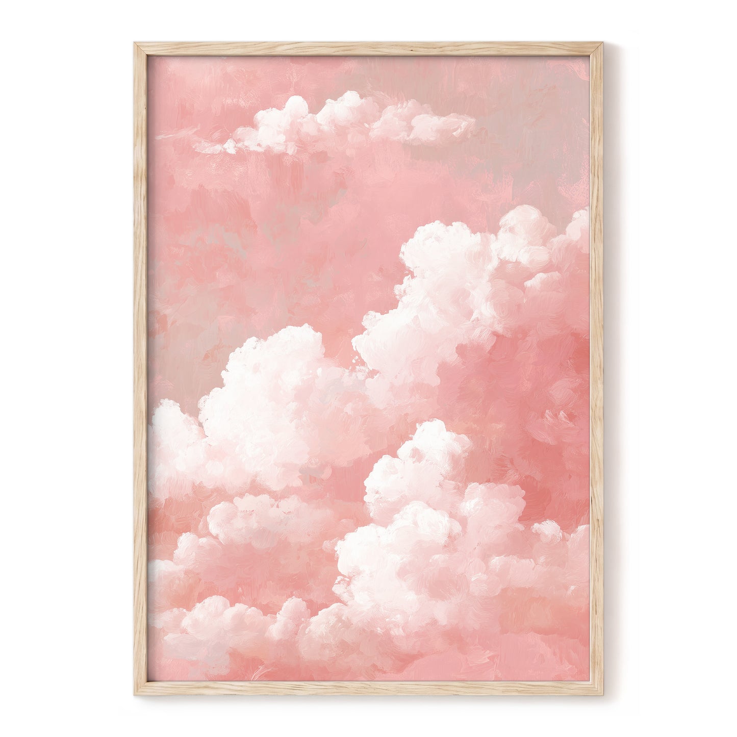 Rosewater Cloudscape, pink, white, gray nature wall art, front artwork view