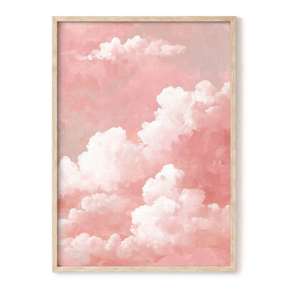 Rosewater Cloudscape, pink, white, gray nature wall art, front artwork view