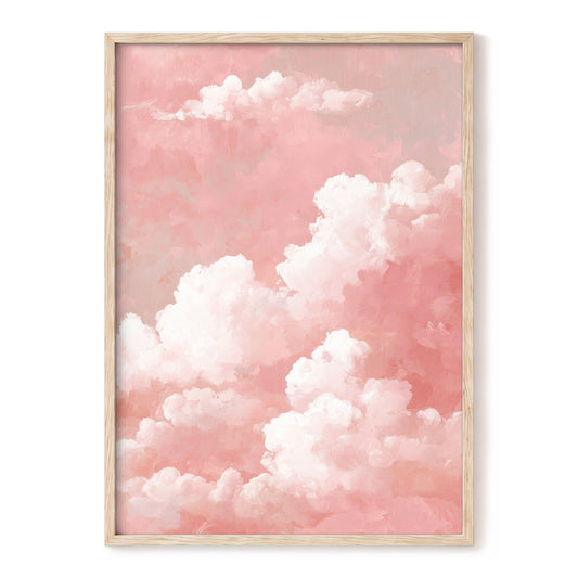 Rosewater Cloudscape, pink, white, gray nature wall art, front artwork view