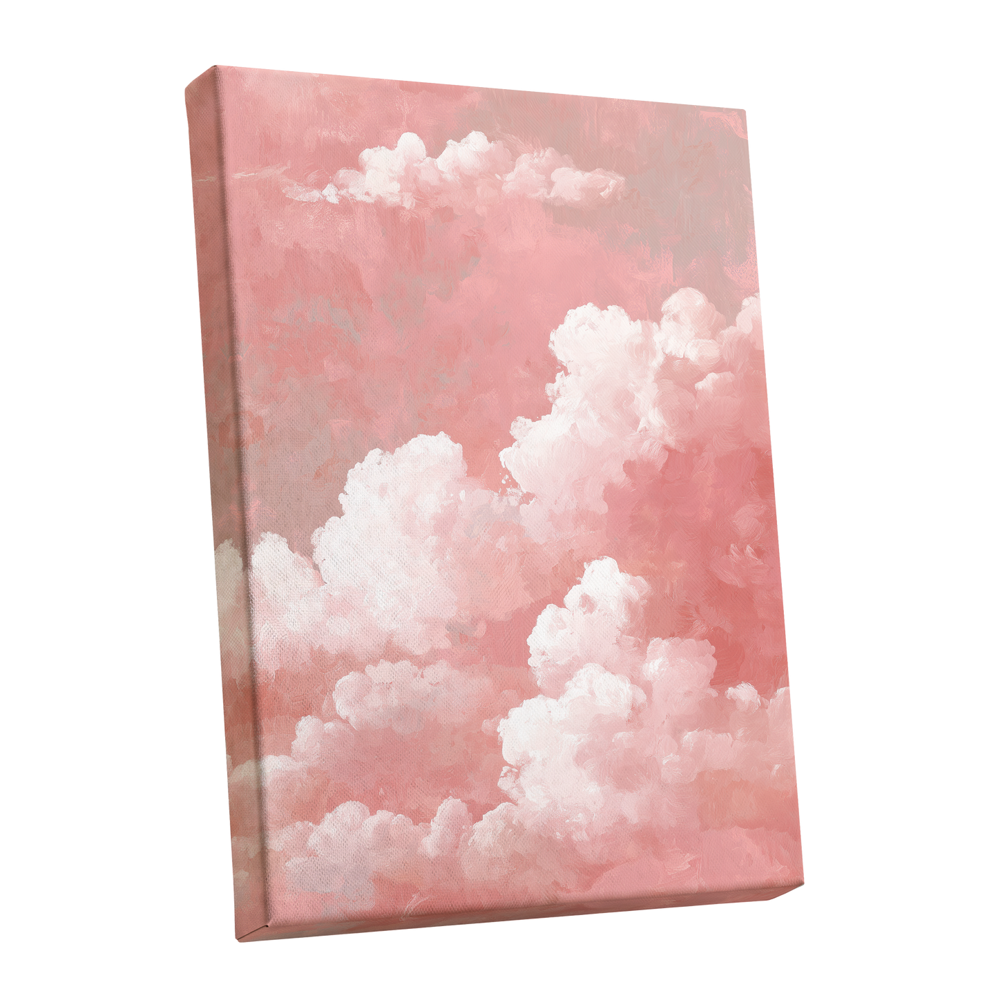 Rosewater Cloudscape, pink, white, gray nature wall art shown as a stretched canvas wall art