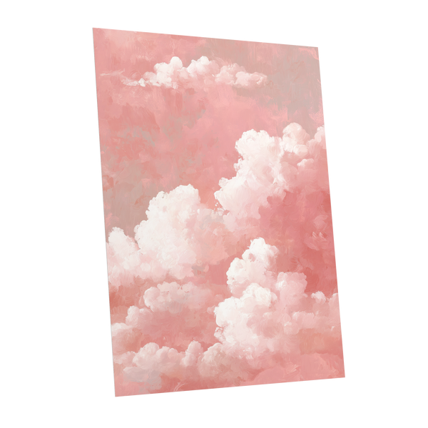 Rosewater Cloudscape, pink, white, gray nature wall art shown as a unframed poster wall art print