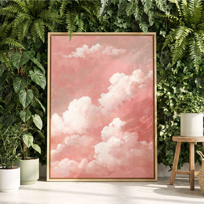 Rosewater Cloudscape, pink, white, gray nature wall art displayed in a styled interior, gallery view 8