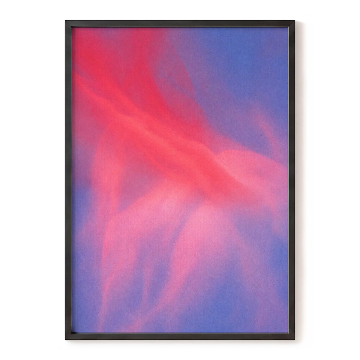 Rosewater Drift, pink, red, blue abstract wall art, front artwork view