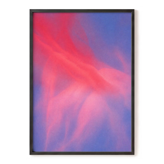 Rosewater Drift, pink, red, blue abstract wall art, front artwork view